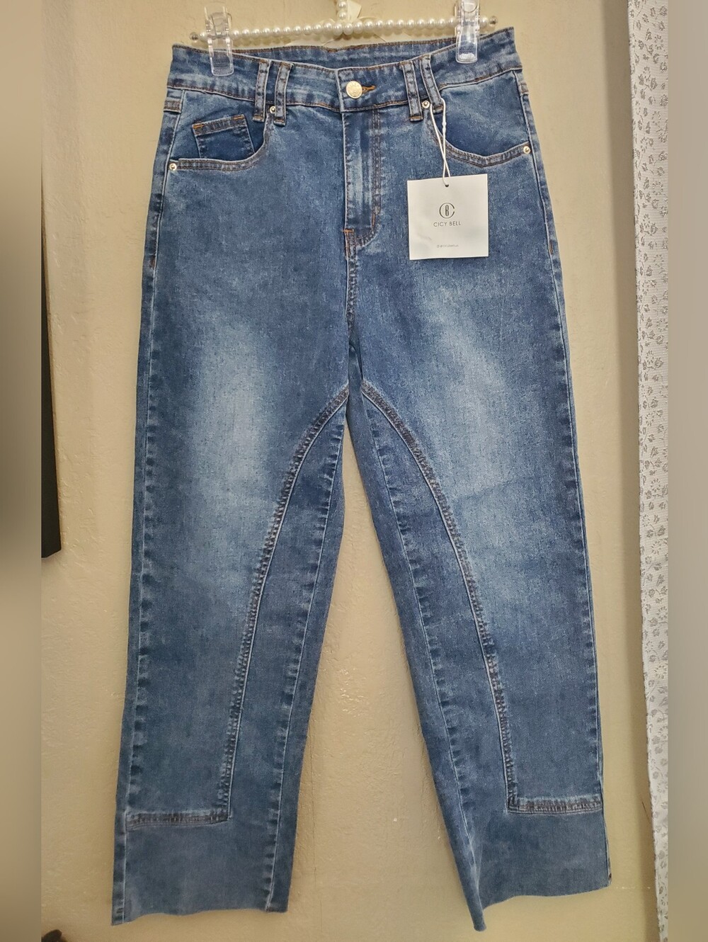 Cici Bell Women's Straight-Leg Jeans in Washed Blue